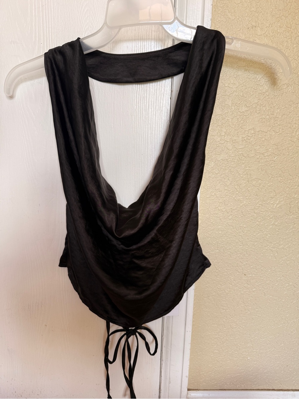 Nasty Gal Black Draped Cowl Back Tie-Back Camisole